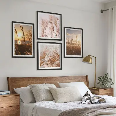 Wanddeko-Set Boho-Grasfeld bei Sonnenuntergang
