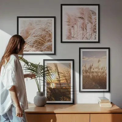 Wanddeko-Set Boho-Grasfeld bei Sonnenuntergang