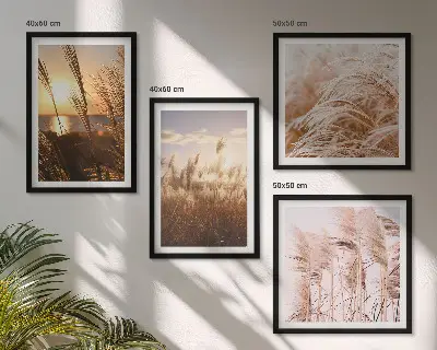 Wanddeko-Set Boho-Grasfeld bei Sonnenuntergang