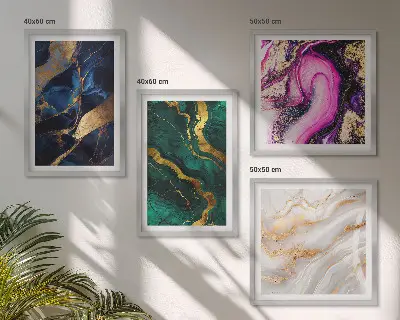 Abstrakter Marmor mit Farben als mehrteiliges Wandbild mit Rahmen