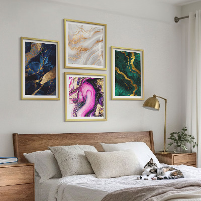 Polyptychon mit rahmen Abstrakter Marmor mit Farben