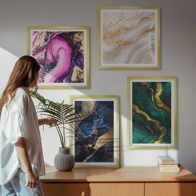 Polyptychon mit rahmen Abstrakter Marmor mit Farben