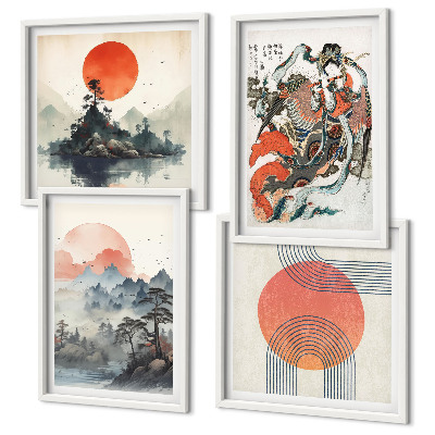 Wanddeko-set Asiatische Landschaften Japandi