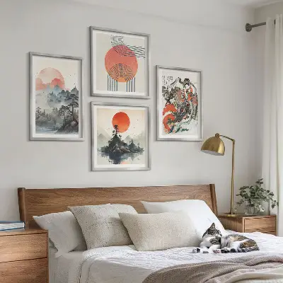 Wanddeko-Set asiatische Landschaften im Japandi-Stil