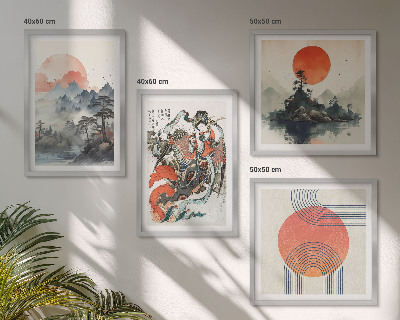 Wanddeko-set Asiatische Landschaften Japandi