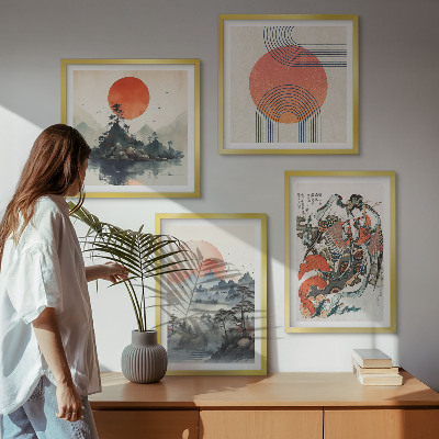 Wanddeko-set Asiatische Landschaften Japandi