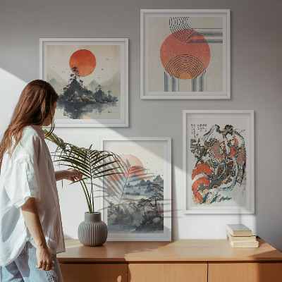 Wanddeko-set Asiatische Landschaften Japandi
