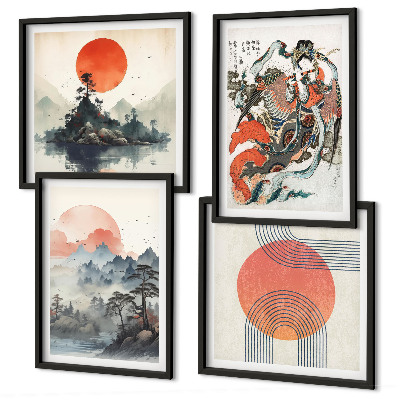 Wanddeko-set Asiatische Landschaften Japandi