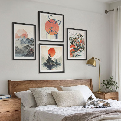 Wanddeko-set Asiatische Landschaften Japandi