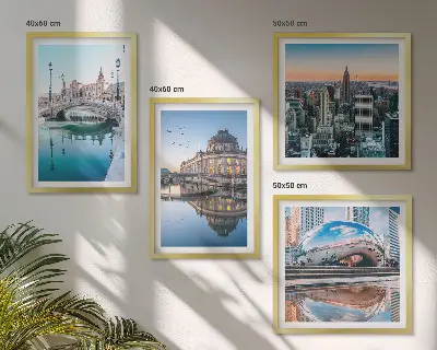Architektur von Städten am Wasser als gerahmtes Polyptychon