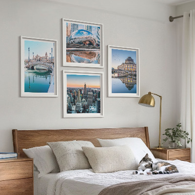 Polyptychon mit rahmen Architektur von Städten am Wasser