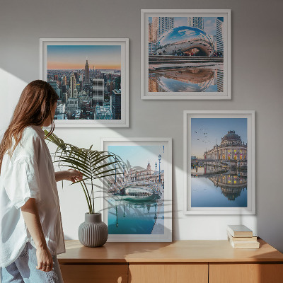 Polyptychon mit rahmen Architektur von Städten am Wasser