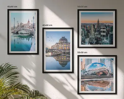 Architektur von Städten am Wasser als gerahmtes Polyptychon