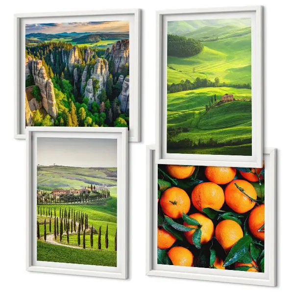 Wanddeko-Set mit italienischer Landschaft und Orangen