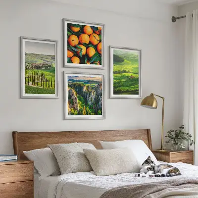 Wanddeko-Set mit italienischer Landschaft und Orangen
