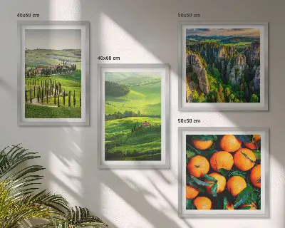 Wanddeko-Set mit italienischer Landschaft und Orangen