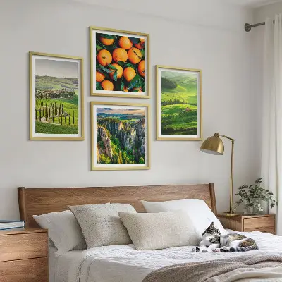 Wanddeko-Set mit italienischer Landschaft und Orangen