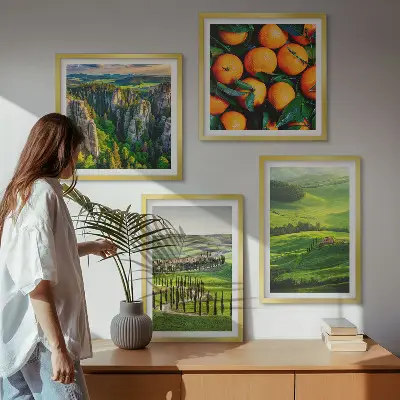 Wanddeko-Set mit italienischer Landschaft und Orangen