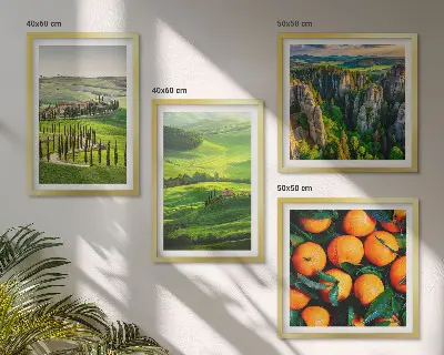 Wanddeko-Set mit italienischer Landschaft und Orangen
