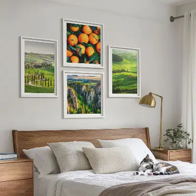 Wanddeko-Set mit italienischer Landschaft und Orangen