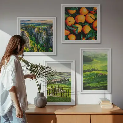 Wanddeko-Set mit italienischer Landschaft und Orangen