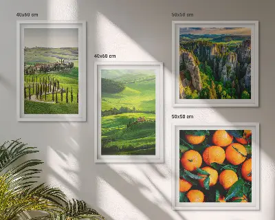 Wanddeko-Set mit italienischer Landschaft und Orangen