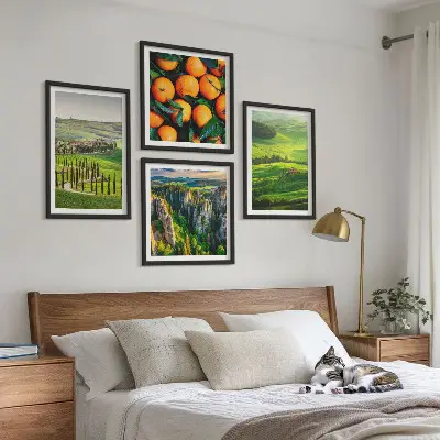 Wanddeko-Set mit italienischer Landschaft und Orangen