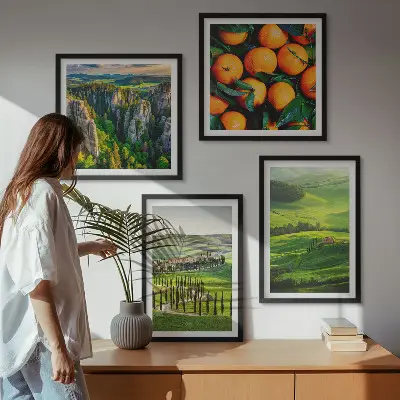 Wanddeko-Set mit italienischer Landschaft und Orangen