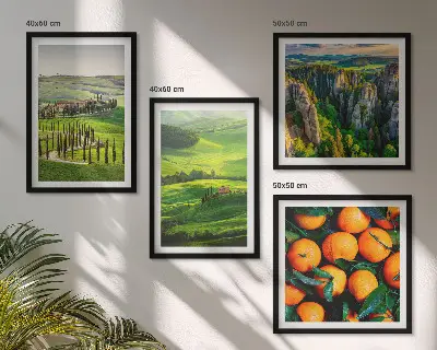 Wanddeko-Set mit italienischer Landschaft und Orangen