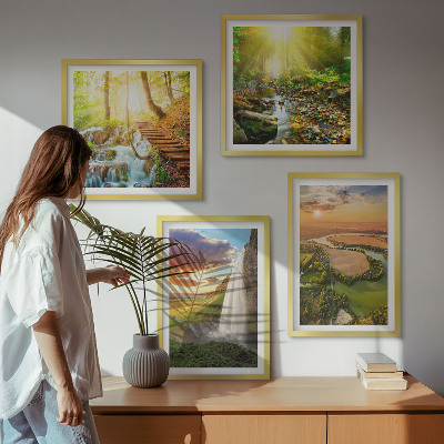 Polyptychon mit rahmen Orange Mountain Wasserfall