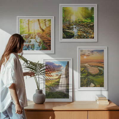 Polyptychon mit rahmen Orange Mountain Wasserfall