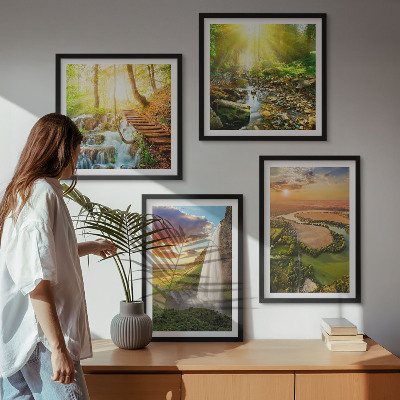 Polyptychon mit rahmen Orange Mountain Wasserfall