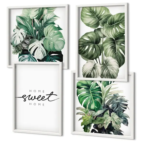 Sweet Home Grünpflanzen mehrteiliges Wandbild mit Rahmen