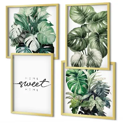 Sweet Home Grünpflanzen mehrteiliges Wandbild mit Rahmen