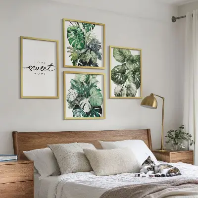 Sweet Home Grünpflanzen mehrteiliges Wandbild mit Rahmen