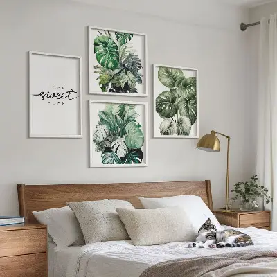 Sweet Home Grünpflanzen mehrteiliges Wandbild mit Rahmen