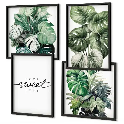 Sweet Home Grünpflanzen mehrteiliges Wandbild mit Rahmen