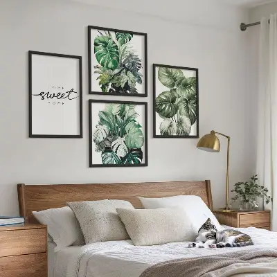 Sweet Home Grünpflanzen mehrteiliges Wandbild mit Rahmen