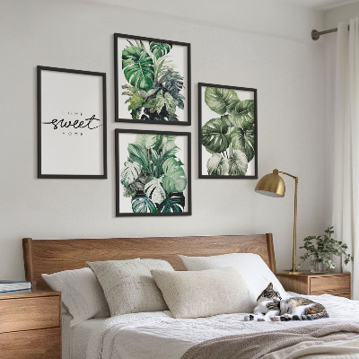 Polyptychon mit rahmen Sweet Home Green Plants