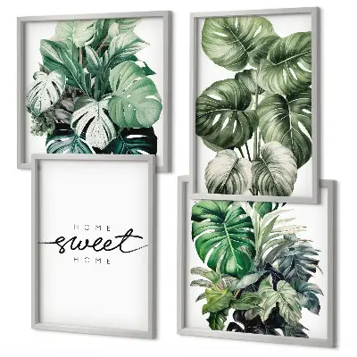 Sweet Home Grünpflanzen mehrteiliges Wandbild mit Rahmen