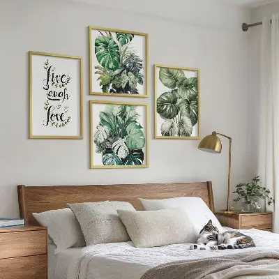 Wanddeko-Set mit Blattpflanzen-Motiv leben, lachen, lieben