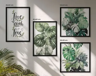 Wanddeko-Set mit Blattpflanzen-Motiv leben, lachen, lieben