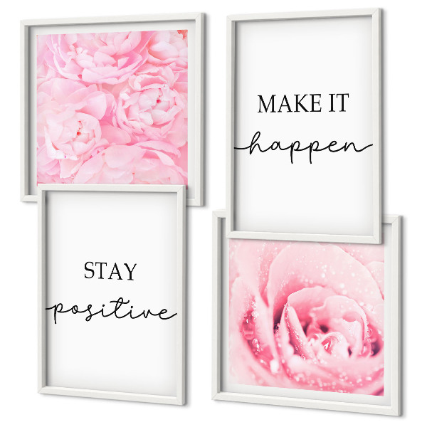Polyptychon mit rahmen Minimalistische rosa Blüten