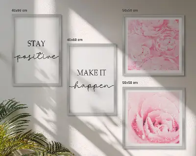 Minimalistische rosa Blüten als gerahmtes Polyptychon