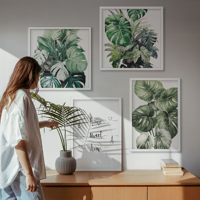 Wanddeko-set Aquarell-Monstera-Blätter