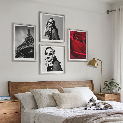 Wanddeko-set Pariserin mit Eiffelturmbrille