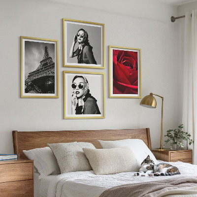 Wanddeko-set Pariserin mit Eiffelturmbrille