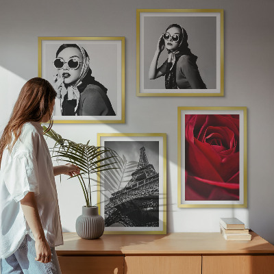Wanddeko-set Pariserin mit Eiffelturmbrille