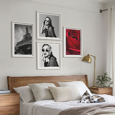 Wanddeko-set Pariserin mit Eiffelturmbrille
