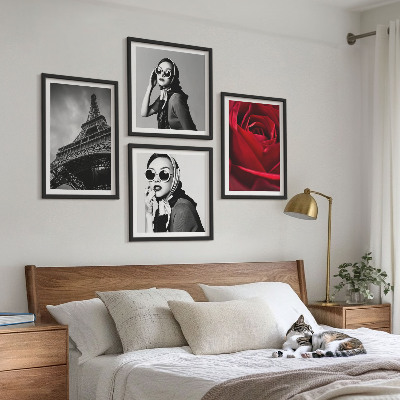 Wanddeko-set Pariserin mit Eiffelturmbrille